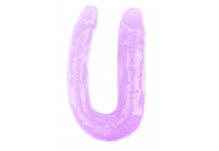 Фиолетовый двусторонний фаллоимитатор Hi-Rubber - 34 см.
