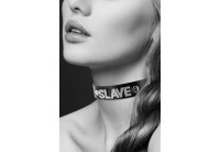 Чокер с надписью COLLIER STRASS SLAVE CUIR BOVIN