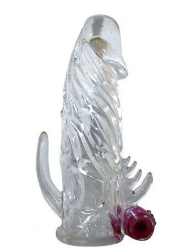 Закрытая прозрачная вибронасадка на пенис Crystal Sleeve Vibe - 12 см.