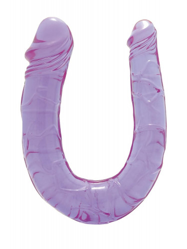 Фиолетовый двойной фаллоимитатор Double Head Dong - 30 см.