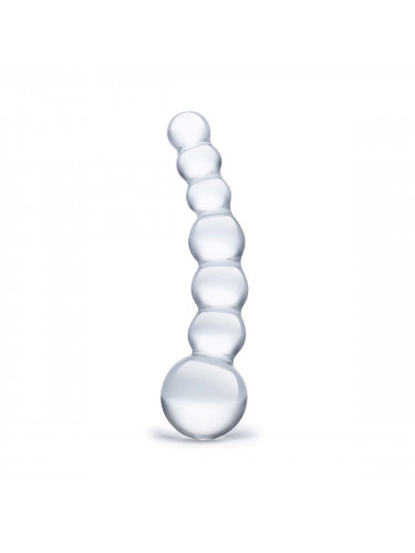 Изогнутный прозрачный стимулятор Beaded Dildo - 13 см.
