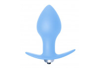 Голубая анальная вибропробка Bulb Anal Plug - 10 см.