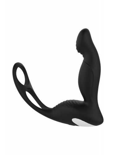 Черный вибромассажер простаты P-PLEASER W ERECTION ENHANCE