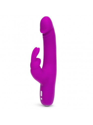 Фиолетовый перезаряжаемый вибратор Rabbit Slimline Curve Rechargeable - 24 см.