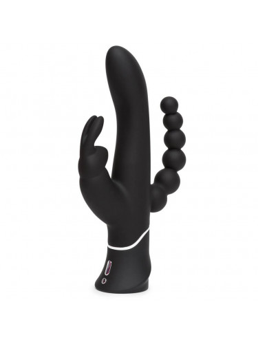 Черный перезаряжаемый вибратор Triple Curve Rechargeable Rabbit Vibrator - 25,4 см.