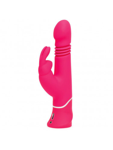 Розовый вибратор Thrusting Realistic Rechargeable Rabbit Vibrator с имитацией толчков - 22,8 см.