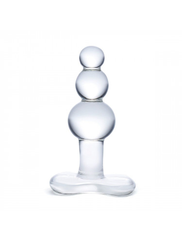 Прозрачная анальная пробка-елочка с 3 шариками Butt Plug with Tapere Base - 11 см.