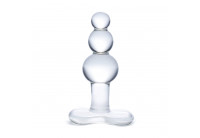 Прозрачная анальная пробка-елочка с 3 шариками Butt Plug with Tapere Base - 11 см.