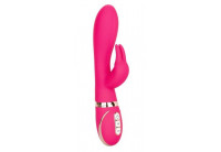 Розовый силиконовый вибратор с клиторальным отростком Signature Silicone Ultra-Soft Rabbit - 22,75 см.