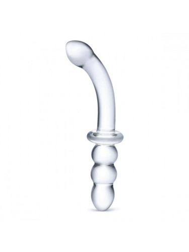 Прозрачный ребристый двусторонний стимулятор Ribbed G-Spot - 20 см.