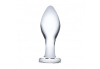Прозрачная округлая анальная пробка Classic Glass Butt Plug - 10 см.