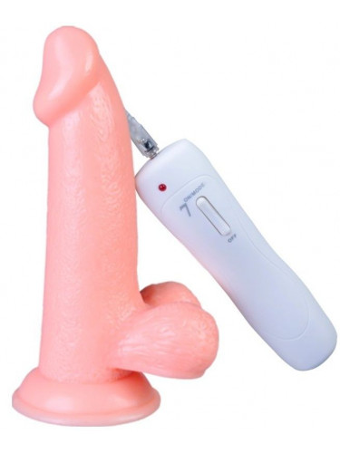 Телесный вибратор Vibrating Dong with Balls - 14 см.