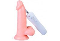 Телесный вибратор Vibrating Dong with Balls - 14 см.
