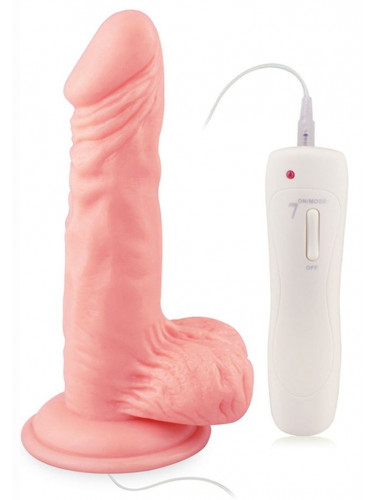 Телесный вибратор 7 Vibrating Dong with Vibrating Balls - 16 см.