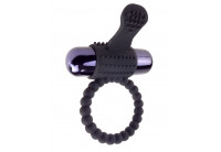 Черное эрекционное виброкольцо Vibrating Silicone Super Ring