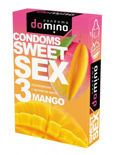 Презервативы для орального секса DOMINO Sweet Sex с ароматом манго - 3 шт.