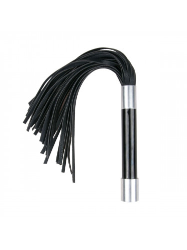Черная плеть Easytoys Flogger With Metal Grip - 38 см.