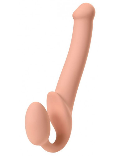 Телесный безремневой страпон Silicone Bendable Strap-On - size M