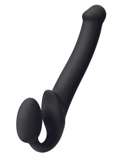 Черный безремневой страпон Silicone Bendable Strap-On - size M
