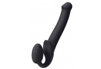 Черный безремневой страпон Silicone Bendable Strap-On - size M