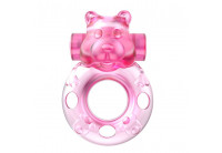Розовое эрекционное виброкольцо на пенис Pink Bear