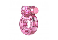 Розовое эрекционное виброкольцо Pink Bear