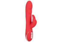 Красный вибромассажер-кролик с функцией нагрева Heated Silicone Ultra-Soft Rabbit - 21,5 см.