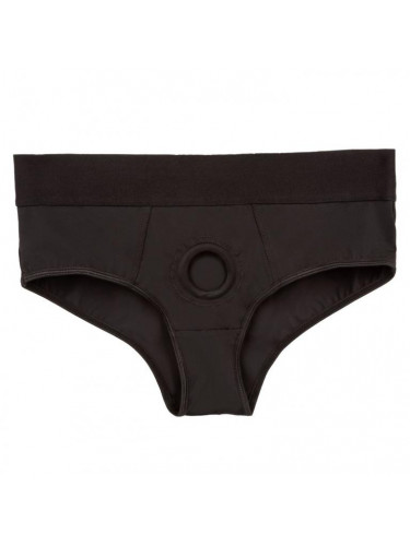 Черные трусы для страпона BACKLESS BRIEF HARNESS S/M