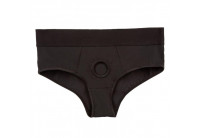 Черные трусы для страпона BACKLESS BRIEF HARNESS S/M
