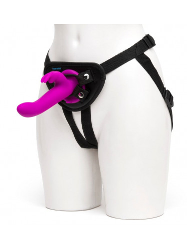 Лиловый страпон Rechargeable Vibrating Strap-On Harness Set - 17,6 см.