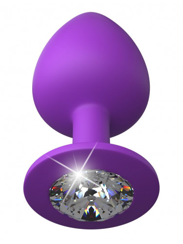 Фиолетовая анальная пробка со стразом Her Little Gem Large Plug - 9,5 см.