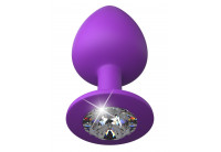 Фиолетовая анальная пробка со стразом Her Little Gem Large Plug - 9,5 см.
