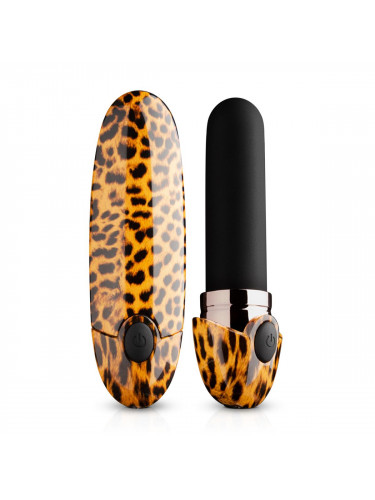 Леопардовый вибромассажер-помада Asha Lipstick Vibrator - 10 см.