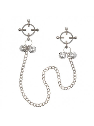 Металлические зажимы для сосков на цепочке Nipple Grips 4-Point Nipple Press with Bells