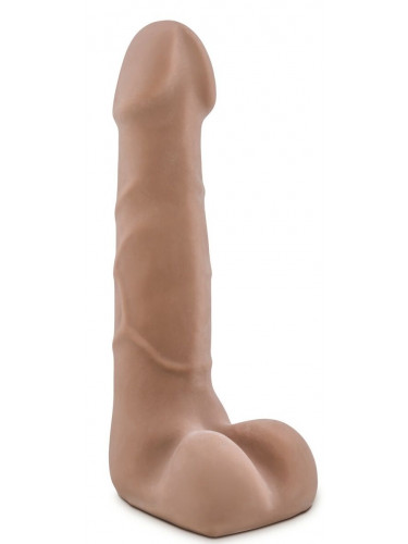 Кофейный фаллоимитатор с мошонкой Suave - 17,78 см.