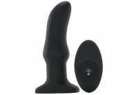 Черная вибропробка Model M Curved Rimming Plug with Remote - 15 см.