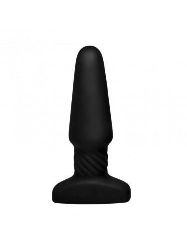 Черная анальная пробка Slim R Smooth Rimming Plug with Remote - 14 см.