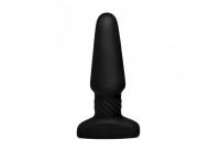 Черная анальная пробка Slim R Smooth Rimming Plug with Remote - 14 см.