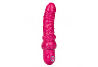 Розовый вибратор-реалистик с блестками Naughty Bits Lady Boner Bendable Personal Vibrator - 20 см.