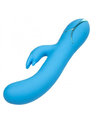 Голубой вибромассажер Insatiable G Inflatable G-Bunny с функцией расширения - 21 см.
