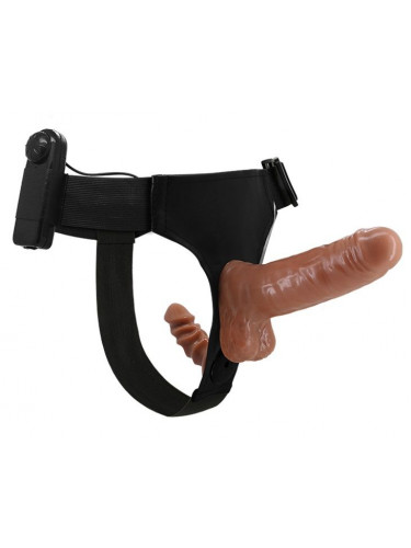 Страпон с вагинальной пробкой и вибрацией Ultra Passionate Harness - 16 см.