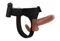 Страпон с вагинальной пробкой и вибрацией Ultra Passionate Harness - 16 см.