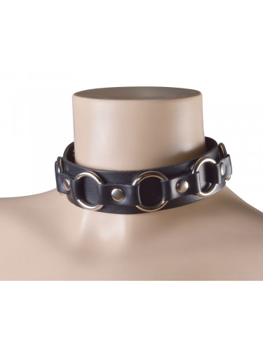 Черный кожаный ошейник Властелин колец