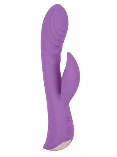 Фиолетовый вибромассажер-кролик 5 Silicone Ripple Passion - 19,1 см.