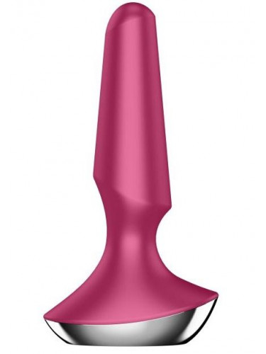 Малиновая анальная пробка с вибрацией Satisfyer Plug-ilicious 2 - 14 см.