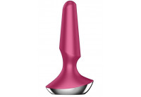 Малиновая анальная пробка с вибрацией Satisfyer Plug-ilicious 2 - 14 см.