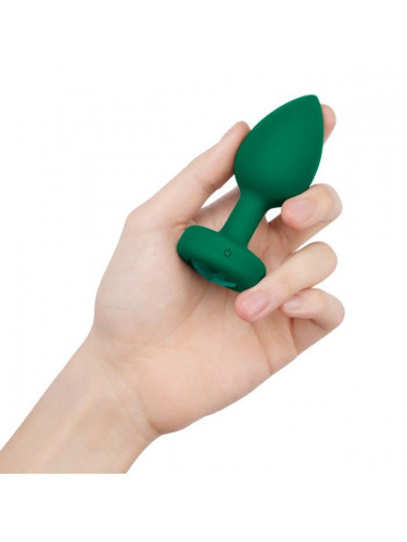 Зеленая анальная вибровтулка с кристаллом Vibrating Jewel Plug M/L - 10,5 см.