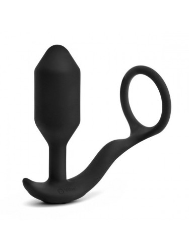 Черная анальная вибропробка с эрекционным кольцом Vibrating Snug Tug M