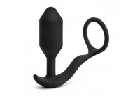 Черная анальная вибропробка с эрекционным кольцом Vibrating Snug Tug M