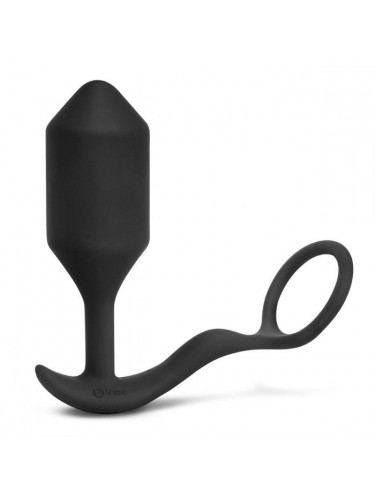 Черная анальная вибропробка с эрекционным кольцом Vibrating Snug Tug XL